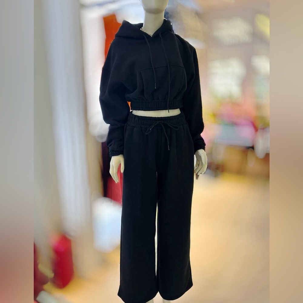 Zara long sleeve sweatsuit set with hoodie and wide legs size XS, , S, M